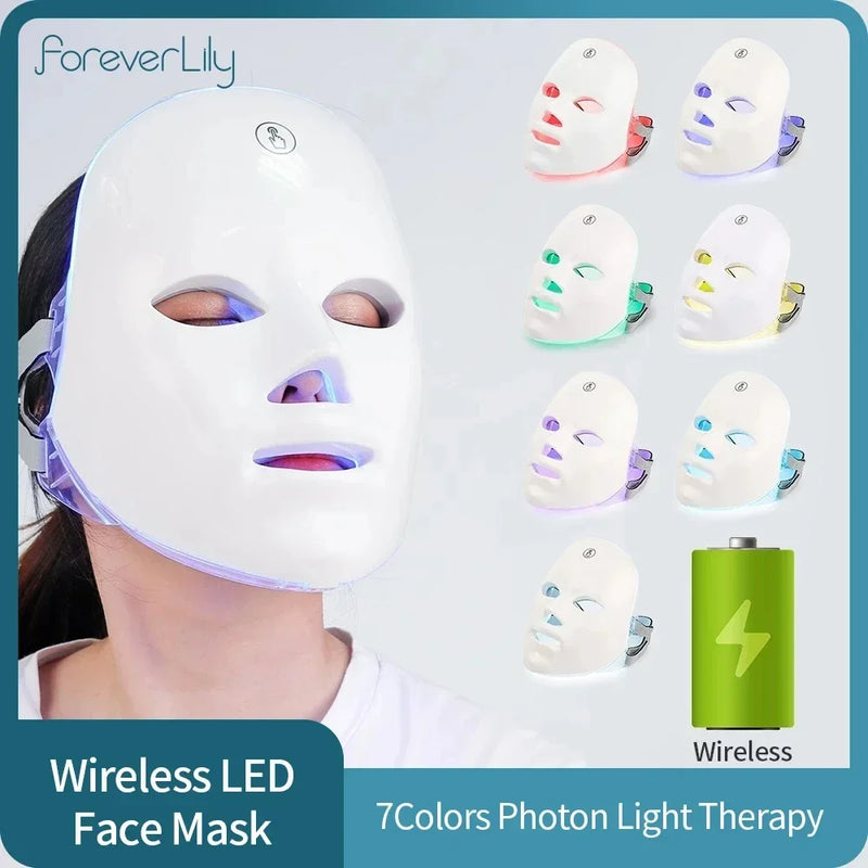 Máscara Facial de Terapia LED Pulsada com Sete Tratamentos Avançados